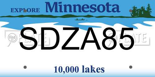 SDZA85 Minnesota License Plate