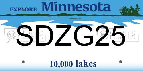 SDZG25 Minnesota License Plate