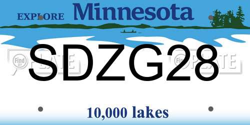 SDZG28 Minnesota License Plate
