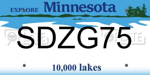 SDZG75 Minnesota License Plate