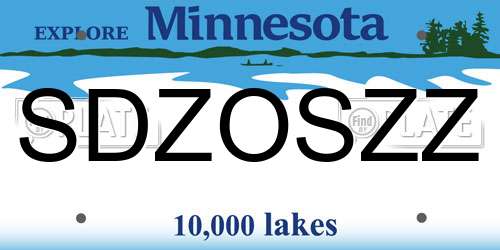 SDZOSZZ Minnesota License Plate