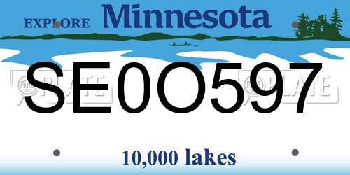 SE0O597 Minnesota License Plate