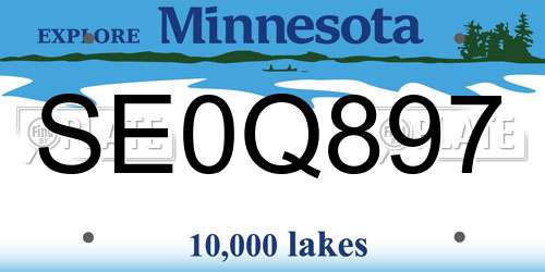 SE0Q897 Minnesota License Plate