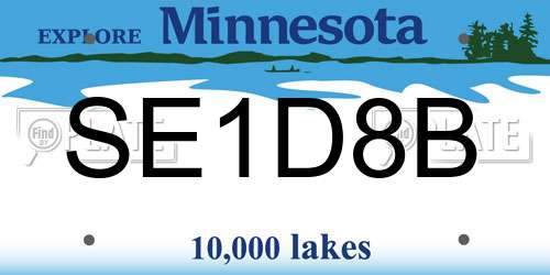 SE1D8B Minnesota License Plate