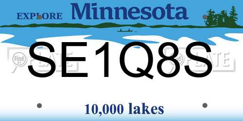 SE1Q8S Minnesota License Plate