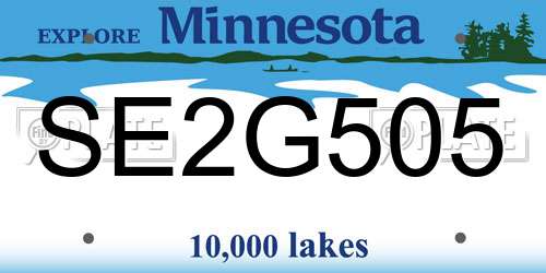 SE2G505 Minnesota License Plate