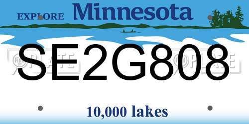 SE2G808 Minnesota License Plate