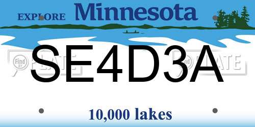 SE4D3A Minnesota License Plate