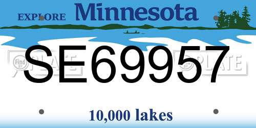 SE69957 Minnesota License Plate