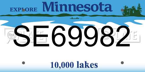 SE69982 Minnesota License Plate