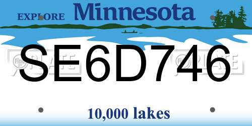 SE6D746 Minnesota License Plate