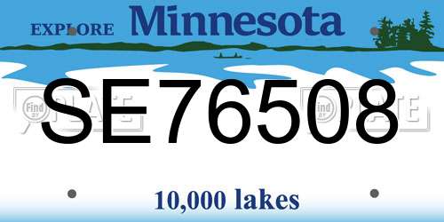 SE76508 Minnesota License Plate