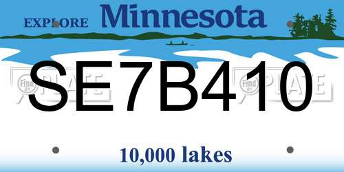 SE7B410 Minnesota License Plate