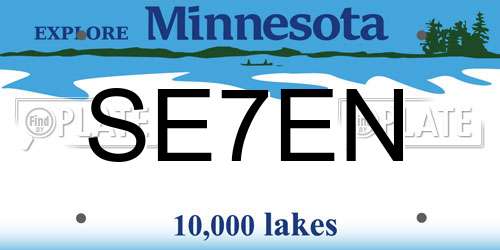 SE7EN Minnesota License Plate