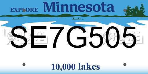SE7G505 Minnesota License Plate