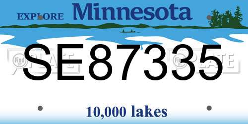 SE87335 Minnesota License Plate