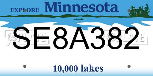 SE8A382 Minnesota License Plate