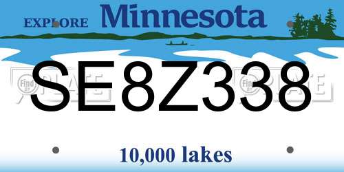 SE8Z338 Minnesota License Plate