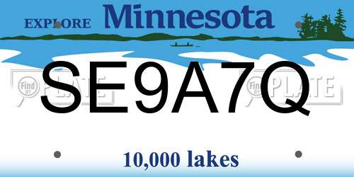 SE9A7Q Minnesota License Plate