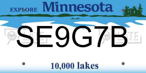 SE9G7B Minnesota License Plate