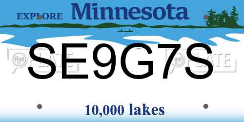 SE9G7S Minnesota License Plate
