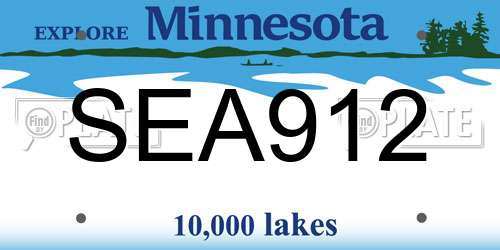 SEA912 Minnesota License Plate