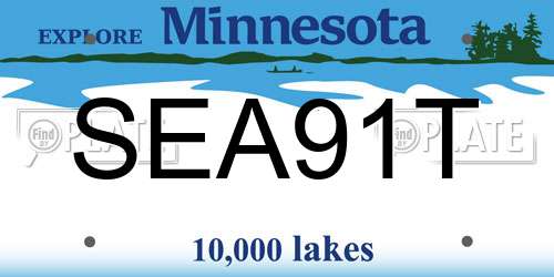 SEA91T Minnesota License Plate