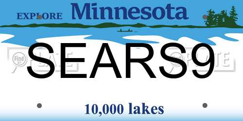 SEARS9 Minnesota License Plate