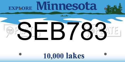 SEB783 Minnesota License Plate