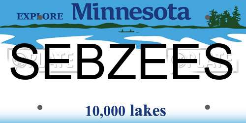 SEBZEES Minnesota License Plate