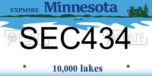 SEC434 Minnesota License Plate