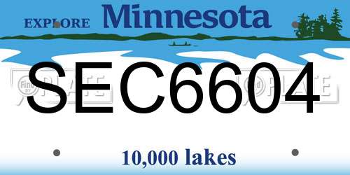 SEC6604 Minnesota License Plate