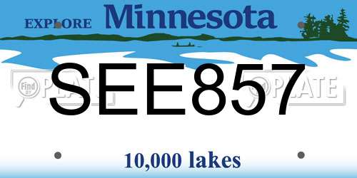 SEE857 Minnesota License Plate