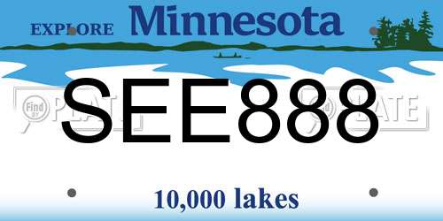 SEE888 Minnesota License Plate