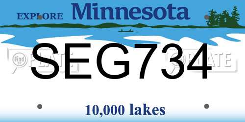 SEG734 Minnesota License Plate