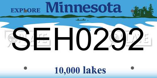 SEH0292 Minnesota License Plate