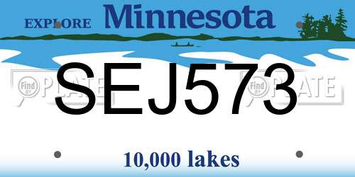SEJ573 Minnesota License Plate
