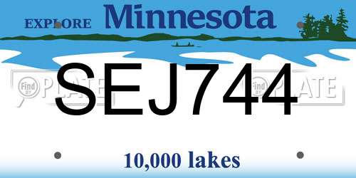 SEJ744 Minnesota License Plate