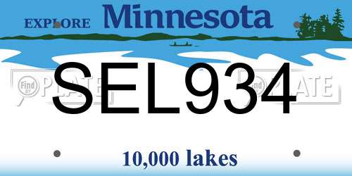SEL934 Minnesota License Plate