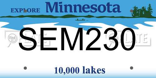 SEM230 Minnesota License Plate