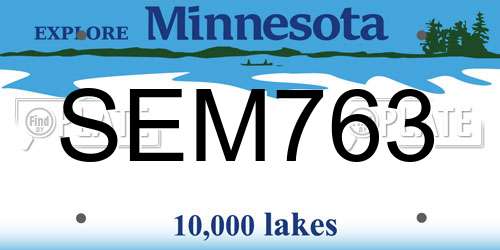 SEM763 Minnesota License Plate