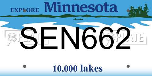 SEN662 Minnesota License Plate
