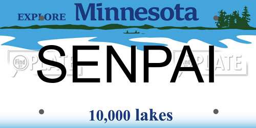 SENPAI Minnesota License Plate