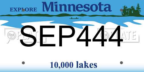 SEP444 Minnesota License Plate