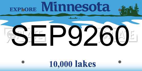 SEP9260 Minnesota License Plate