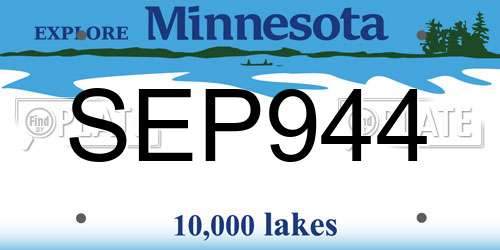 SEP944 Minnesota License Plate
