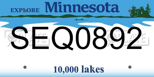 SEQ0892 Minnesota License Plate
