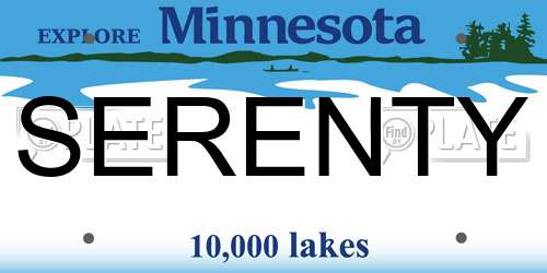 SERENTY Minnesota License Plate