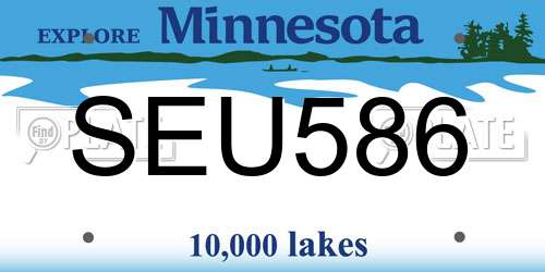SEU586 Minnesota License Plate