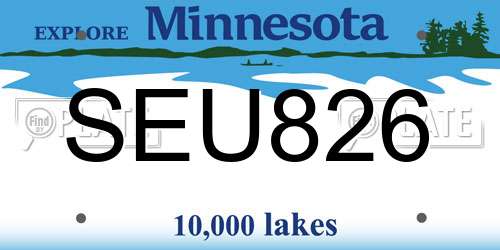 SEU826 Minnesota License Plate